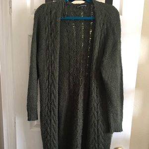 Long olive green cardigan